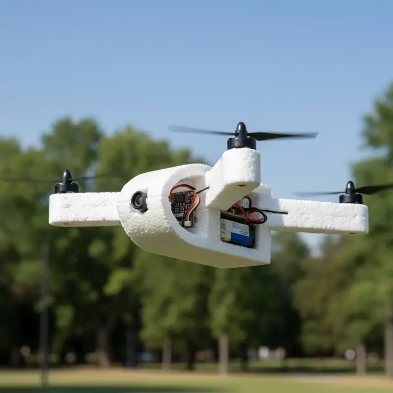 Drone that is made from polystyrene core.